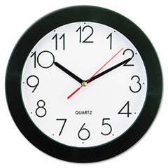 Round Wall Clock, 9-3/4in, Black - CLOCK,WALL,9.75&quot;,BK