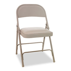 Steel Folding Chair w/Padded Seat, Tan, 4/Carton -