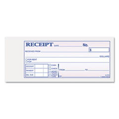 Receipt Book, 2 3/4 x 7 3/16, Three-Part Carbonless, 50