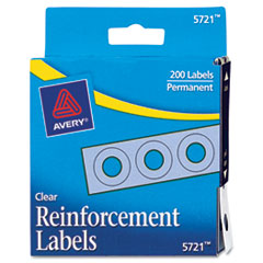 Hole Reinforcements, 1/4&quot; Diameter, Clear, 200/Pack -