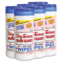 Dry Erase Cleaner Wipes, Cloth, 7 x 12 - DRY ERASE