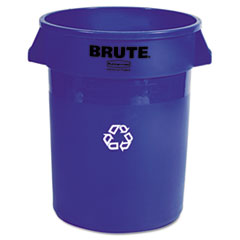 Brute Recycling Container, Round, Plastic, 32 gal, Blue
