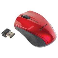 Mini Wireless Optical Mouse, Three Buttons, Red/Black -
