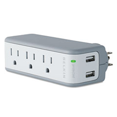 Wall Mount Surge Protector with USB Charger, 3 Outlets,