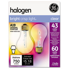 Halogen Bulb, Globe, 43 Watts - BULB,43W,HALOGEN,2/PK