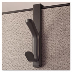 Recycled Cubicle Double Coat Hook, Plastic, Charcoal -