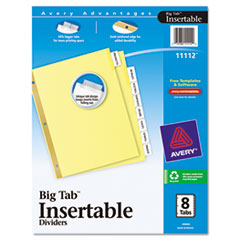 WorkSaver Big Tab Reinforced Dividers w/Clear Tabs, 8-Tab,