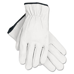 Grain Goatskin Driver Gloves, White, Large - C-DRVR