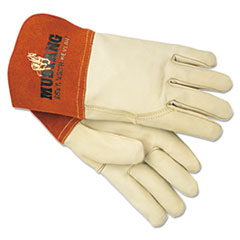 Mustang MIG/TIG Leather Welding Gloves, White/Russet,