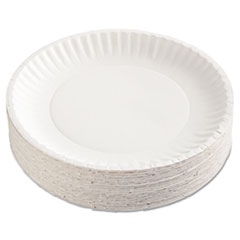 Uncoated Paper Plates, 9 Inches, White, Round,