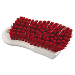 Red Polypropylene Bristle Scrub Brush, 6&quot;, White -
