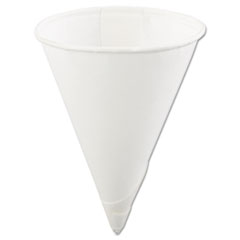 Rolled-Rim Paper Cone Cups,
4oz, White - C-RLLD RIM PPR
CONE CUP 4OZ CHIPBRD BX 5M