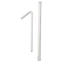 Wrapped Flex Straws, 7 3/4&quot;, Polypropylene, White - STRW