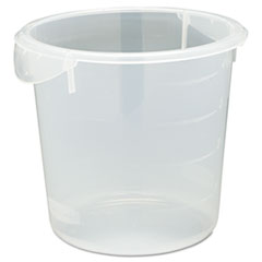 Round Storage Containers, 4qt, 8 1/2dia x 7 3/4h, Clear