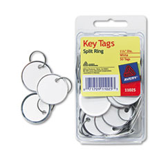 Metal Rim Key Tags, Card Stock/Metal, 1 1/4&quot; Diameter,