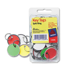 Metal Rim Key Tags, Card Stock/Metal, 1 1/4&quot; Diameter,