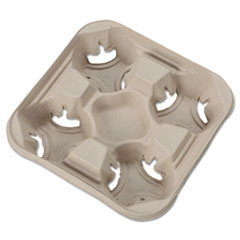 StrongHolder Molded Fiber Cup Tray, 8-32oz, Four Cups -