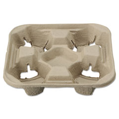 StrongHolder Molded Fiber Cup Tray, 8-22oz, Four Cups -