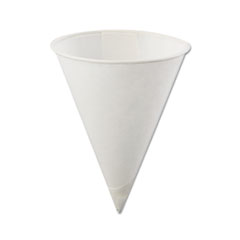 Rolled-Rim Paper Cone Cups,
4oz, White - C-RLLD RIM PPR
CONE CUP 4OZ POLY BG WHI
25/200