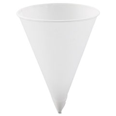 Cone Water Cups, Paper, 4.25 oz, Rolled Rim, White - RLLD