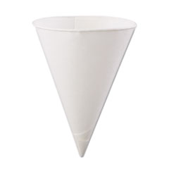 Rolled-Rim Paper Cone Cups,
6oz, White - C-RLLD RIM PPR
CONE CUP 6OZ POLY BG 25/200