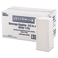 Beverage Napkins, 1-Ply, 9 1/2 x 9, White - C-BOARDWALK