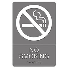 ADA Sign, No Smoking Symbol
w/Tactile Graphic, Molded
Plastic, 6 x 9, Gray - 6X9
ADA SIGN, NO SMOK-GY/WE