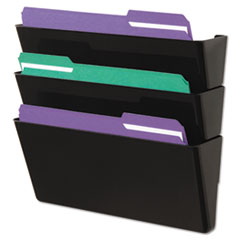 Recycled Wall File, Three Pocket, Plastic, Black -