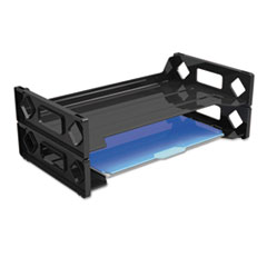 Side Load Legal Desk Tray, Two Tier, Plastic, Black -