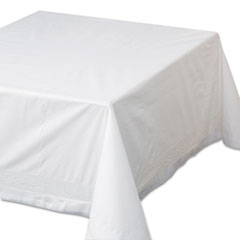 Tissue/Poly Tablecovers, 72&quot; x 72&quot;, White - 72X72 TBL CVR