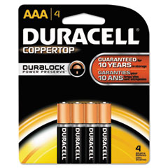 Coppertop Alkaline Batteries, AAA, 4/Pack -