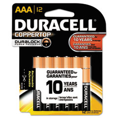 Coppertop Alkaline Batteries,
AAA - DURACELL COPPERTOP BATT
AAA 12PK 1