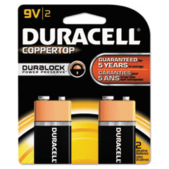 Coppertop Alkaline Batteries, 9V, 2/Pack -