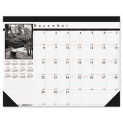 Black-and-White Photo Monthly Desk Pad Calendar, 22 x 17,