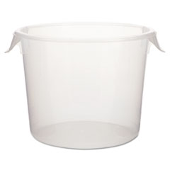 Round Storage Containers, 6 qt, 10dia x 7 5/8h, Clear -