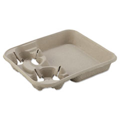 StrongHolder Molded Fiber Cup Tray, 8-22oz, Two Cups - 2CUP