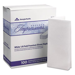 1/8-Fold Dinner Napkins, Two-Ply, 17 x 17, White -