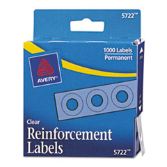 Hole Reinforcements, 1/4&quot; Diameter, Clear, 1000/Pack -