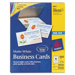 Inkjet Matte Business Cards, 2 x 3 1/2, White, 10/Sheet,