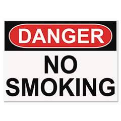 OSHA Safety Signs, DANGER NO SMOKING, White/Red/Black, 10