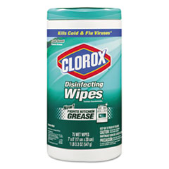 Disinfecting Wipes, 7 x 8,
Fresh Scent, 75/Canister -
CLOROX DISINFECTING WIPES
CANISTER 6/75CT