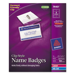 Badge Holders w/Laser/Inkjet Inserts, Top Load, 2 1/4 x 3