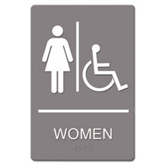 ADA Sign Women Restroom
Wheelchair Accessible Symbol,
Plastic, 6 x 9, Gray/White -
6X9 ADA SIGN, WOMEN
HICAP-GY/WE