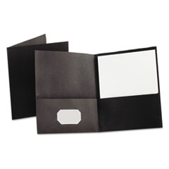 Twin-Pocket Portfolio, Embossed Leather Grain Paper,