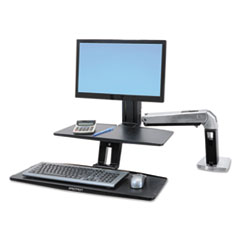 WorkFit-A Sit-Stand
Workstation w/Suspended
Keyboard, Single LD,
Aluminum/Black -
ARMS,WF-A,SPD SNGLKB,BKSV