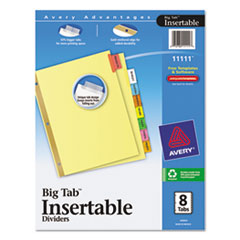 WorkSaver Big Tab Reinforced Dividers, Multicolor Tabs,