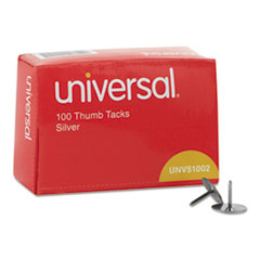 Thumb Tacks, Steel, Silver, 5/16&quot;, 100/Pack -