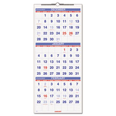 Vertical-Format Three-Month Reference Wall Calendar, 12 x