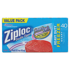 Double Zipper Freezer Bags,
6.97 x 7.7, 1 qt, 2.7 mil,
40/Box - ZIPLOC-FREEZER
BAG-QT(9/40)