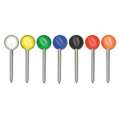 Map Tacks, Plastic, Assorted, 3/8&quot;, 100/Box -